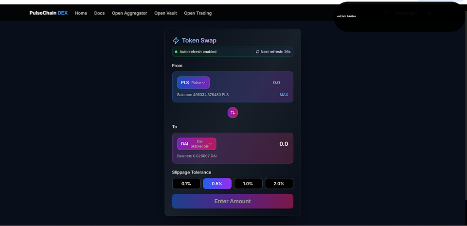 Token selection interface